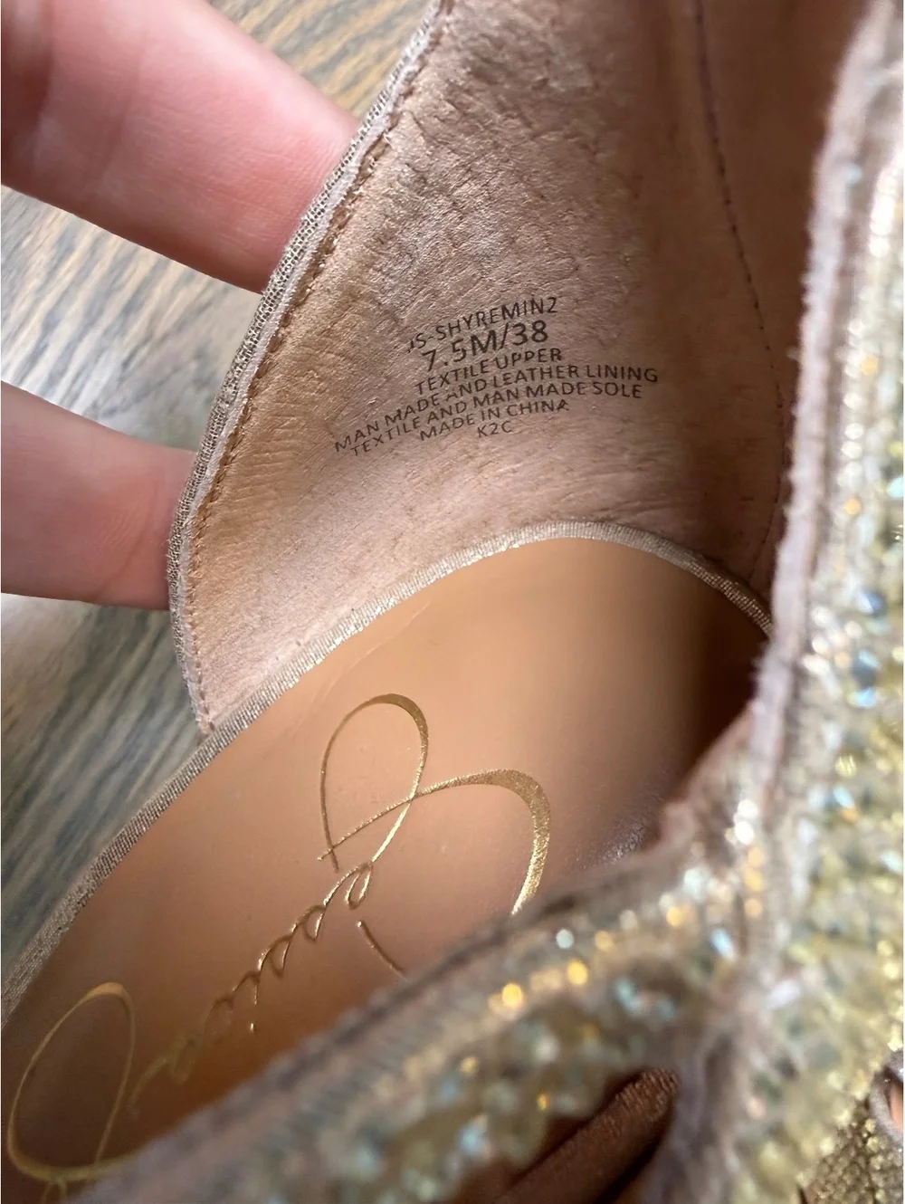 Jessica Simpson Gold Rhinestone Platform Heels Size 7.5